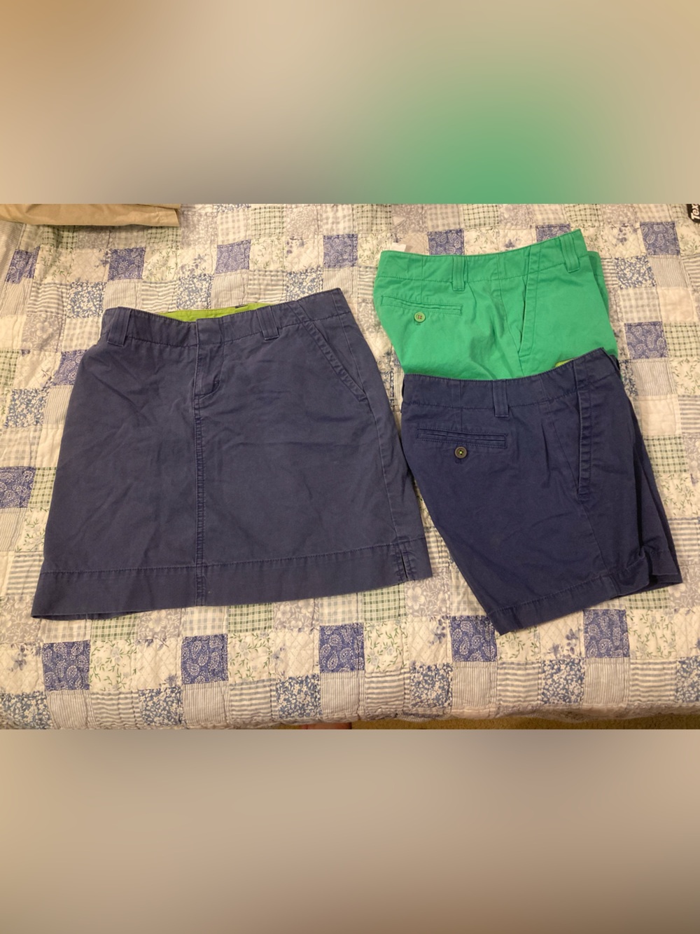 Lilly Pulitzer Bundle Both Navy and Bright Green Cotton Shorts Navy Skirt